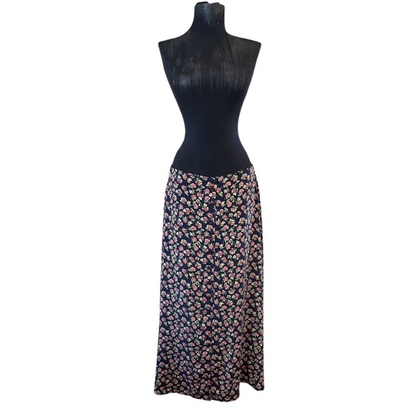 Vintage Pink and Blue Maxi Skirt A-Line Cocktail - Picture 1 of 11